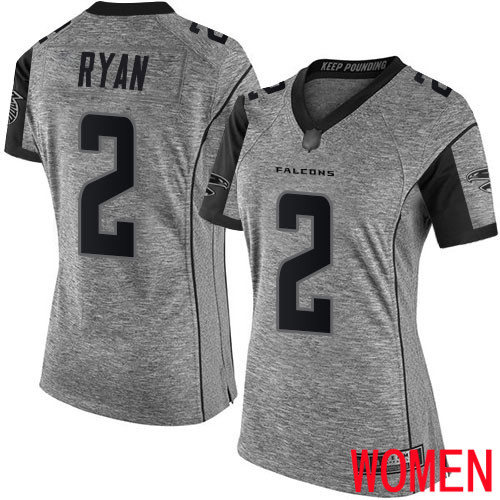 Atlanta Falcons Limited Gray Women Matt Ryan Jersey NFL Football #2 Gridiron->women nfl jersey->Women Jersey